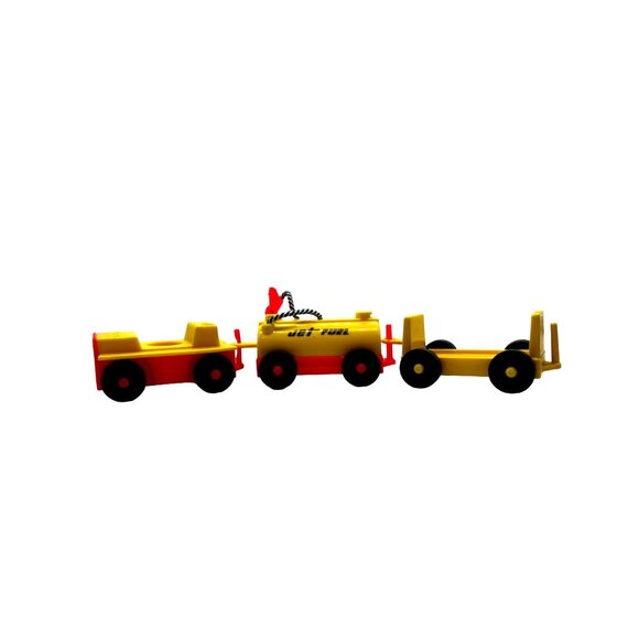 Vintage Set of 3 Fisher Price Little People Airport Jet Fuel Tanker Baggage Yell - Picture 1 of 16